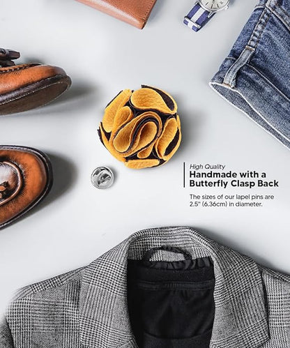 Two - Tone Seersucker Rose Flower Lapel Pin by Vittorio Vico (flower - 1311) for Independent Retail Stores by Dubal Brothers