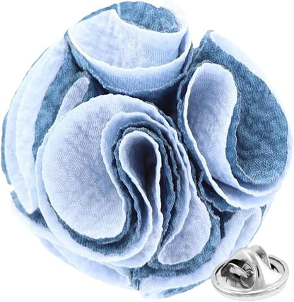 Two - Tone Seersucker Rose Flower Lapel Pin by Vittorio Vico (flower - 1312) for Independent Retail Stores by Dubal Brothers
