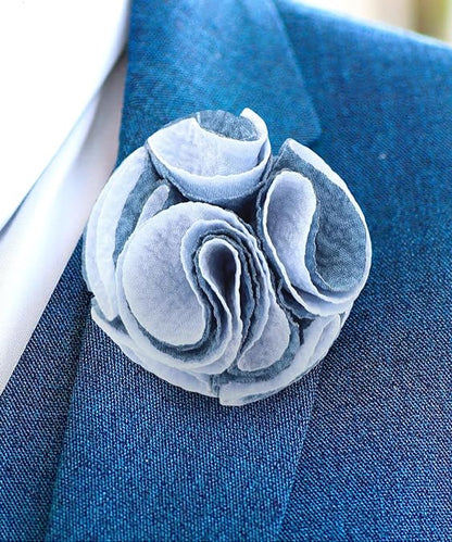Two - Tone Seersucker Rose Flower Lapel Pin by Vittorio Vico (flower - 1312) for Independent Retail Stores by Dubal Brothers