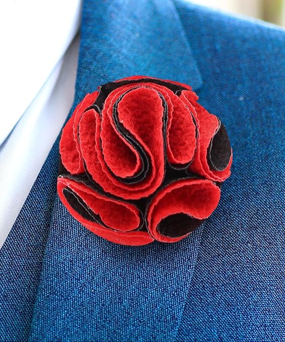 Two - Tone Seersucker Rose Flower Lapel Pin by Vittorio Vico (flower - 1313) for Independent Retail Stores by Dubal Brothers