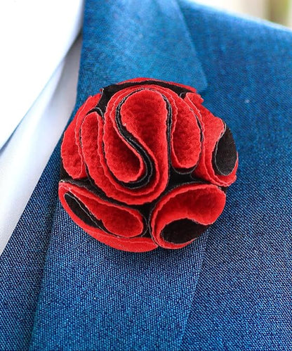 Two - Tone Seersucker Rose Flower Lapel Pin by Vittorio Vico (flower - 1313) for Independent Retail Stores by Dubal Brothers