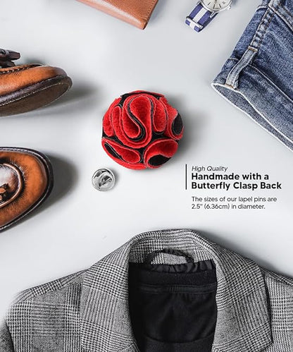 Two - Tone Seersucker Rose Flower Lapel Pin by Vittorio Vico (flower - 1313) for Independent Retail Stores by Dubal Brothers