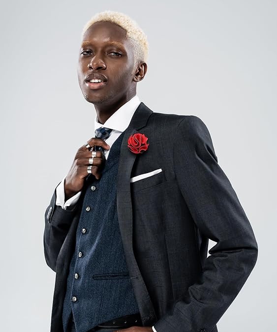 Two - Tone Seersucker Rose Flower Lapel Pin by Vittorio Vico (flower - 1313) for Independent Retail Stores by Dubal Brothers