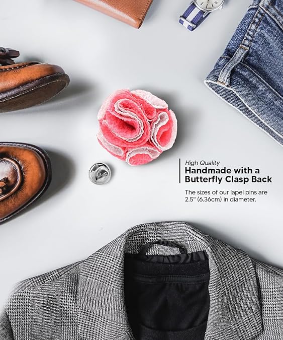 Two - Tone Seersucker Rose Flower Lapel Pin by Vittorio Vico (flower - 1314) for Independent Retail Stores by Dubal Brothers