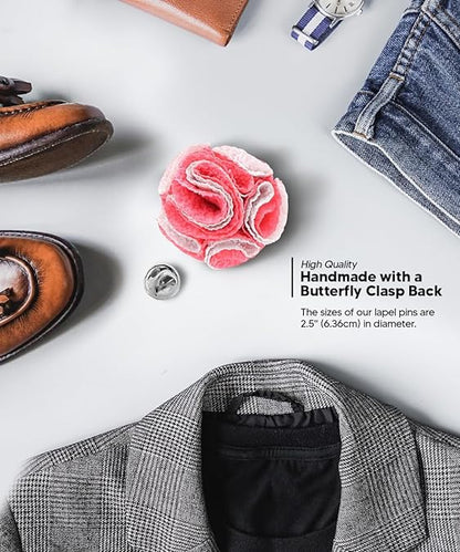 Two - Tone Seersucker Rose Flower Lapel Pin by Vittorio Vico (flower - 1314) for Independent Retail Stores by Dubal Brothers