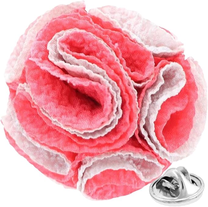 Two - Tone Seersucker Rose Flower Lapel Pin by Vittorio Vico (flower - 1314) for Independent Retail Stores by Dubal Brothers