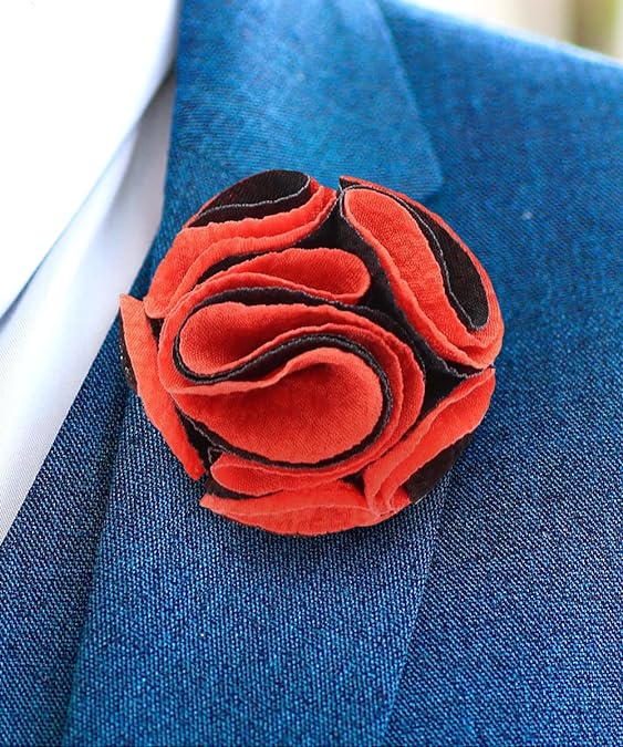 Two - Tone Seersucker Rose Flower Lapel Pin by Vittorio Vico (flower - 1315) for Independent Retail Stores by Dubal Brothers