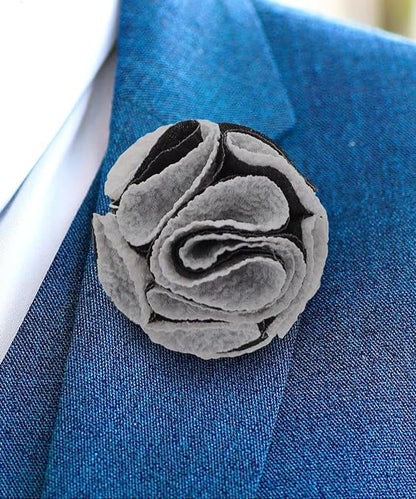 Two - Tone Seersucker Rose Flower Lapel Pin by Vittorio Vico (flower - 1316) for Independent Retail Stores by Dubal Brothers