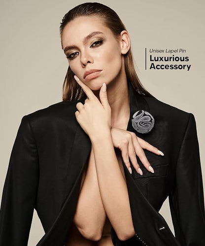 Two - Tone Seersucker Rose Flower Lapel Pin by Vittorio Vico (flower - 1316) for Independent Retail Stores by Dubal Brothers