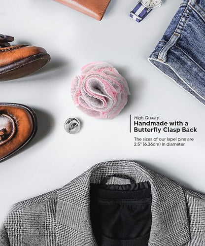 Two - Tone Seersucker Rose Flower Lapel Pin by Vittorio Vico (flower - 1318) for Independent Retail Stores by Dubal Brothers