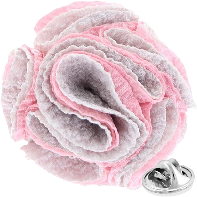Two - Tone Seersucker Rose Flower Lapel Pin by Vittorio Vico (flower - 1318) for Independent Retail Stores by Dubal Brothers