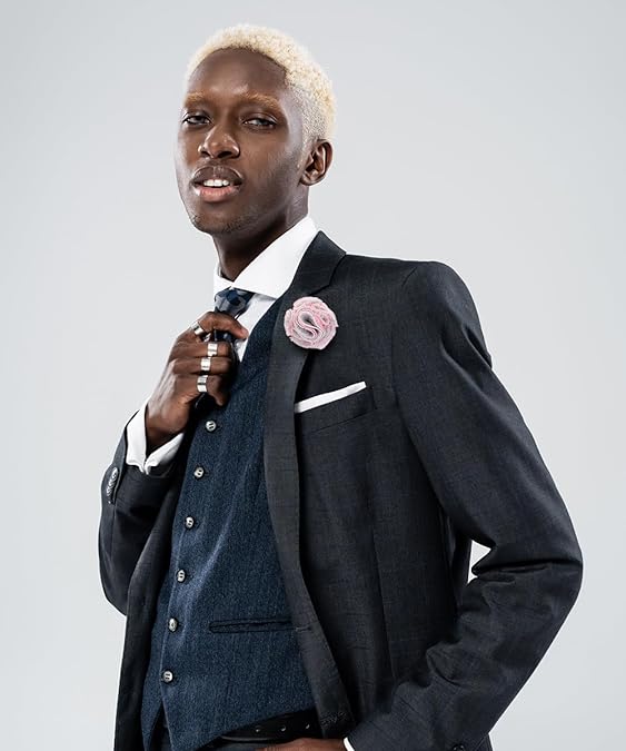 Two - Tone Seersucker Rose Flower Lapel Pin by Vittorio Vico (flower - 1318) for Independent Retail Stores by Dubal Brothers