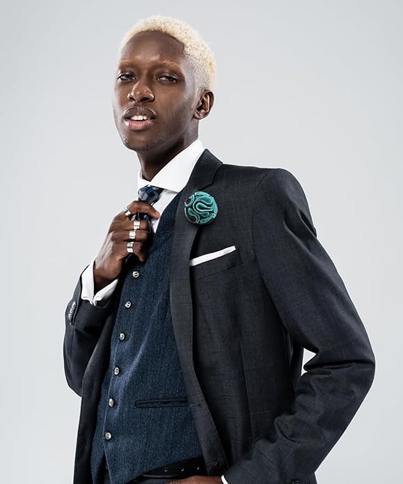 Two - Tone Seersucker Rose Flower Lapel Pin by Vittorio Vico (flower - 1319) for Independent Retail Stores by Dubal Brothers