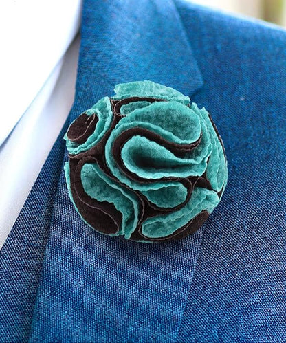 Two - Tone Seersucker Rose Flower Lapel Pin by Vittorio Vico (flower - 1319) for Independent Retail Stores by Dubal Brothers