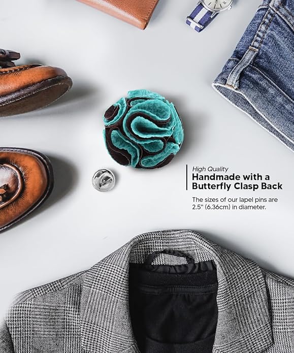 Two - Tone Seersucker Rose Flower Lapel Pin by Vittorio Vico (flower - 1319) for Independent Retail Stores by Dubal Brothers