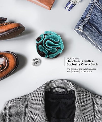 Two - Tone Seersucker Rose Flower Lapel Pin by Vittorio Vico (flower - 1319) for Independent Retail Stores by Dubal Brothers