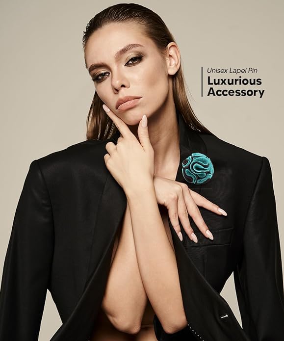 Two - Tone Seersucker Rose Flower Lapel Pin by Vittorio Vico (flower - 1319) for Independent Retail Stores by Dubal Brothers