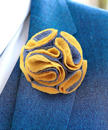 Two - Tone Seersucker Rose Flower Lapel Pin by Vittorio Vico (flower - 1320) for Independent Retail Stores by Dubal Brothers