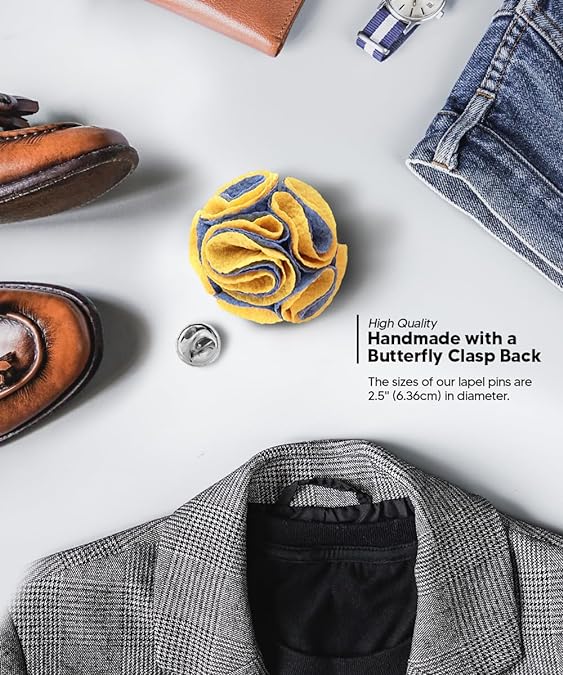 Two - Tone Seersucker Rose Flower Lapel Pin by Vittorio Vico (flower - 1320) for Independent Retail Stores by Dubal Brothers