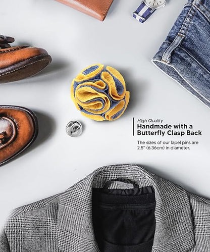 Two - Tone Seersucker Rose Flower Lapel Pin by Vittorio Vico (flower - 1320) for Independent Retail Stores by Dubal Brothers