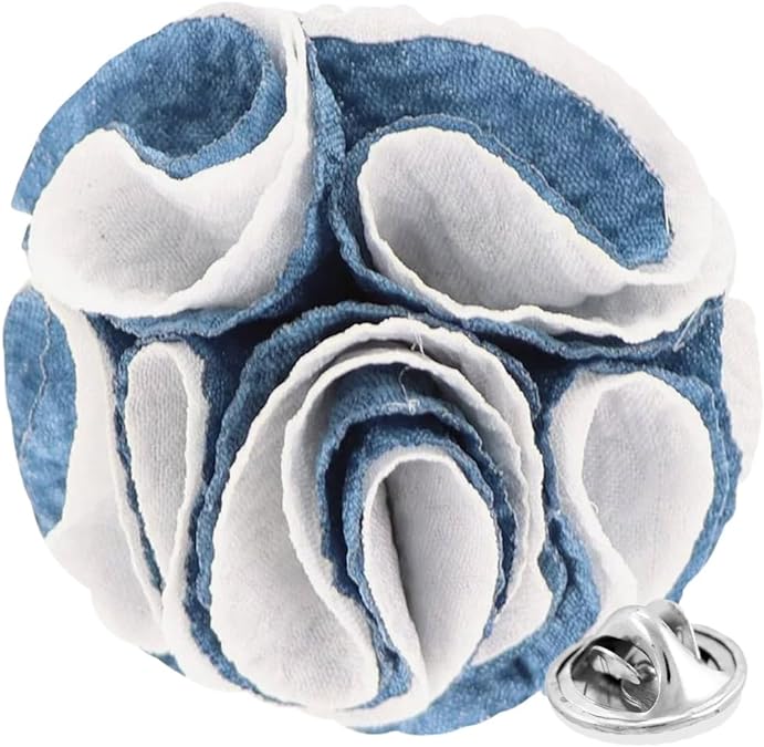 Two - Tone Seersucker Rose Flower Lapel Pin by Vittorio Vico (flower - 1321) for Independent Retail Stores by Dubal Brothers