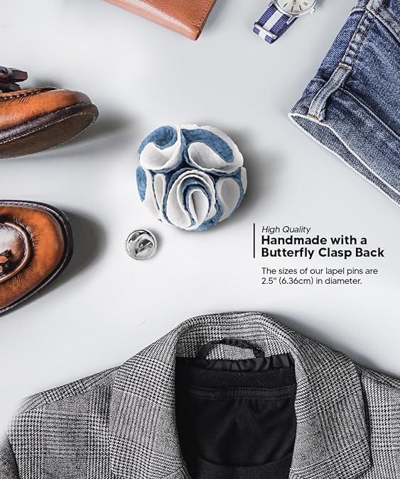 Two - Tone Seersucker Rose Flower Lapel Pin by Vittorio Vico (flower - 1321) for Independent Retail Stores by Dubal Brothers