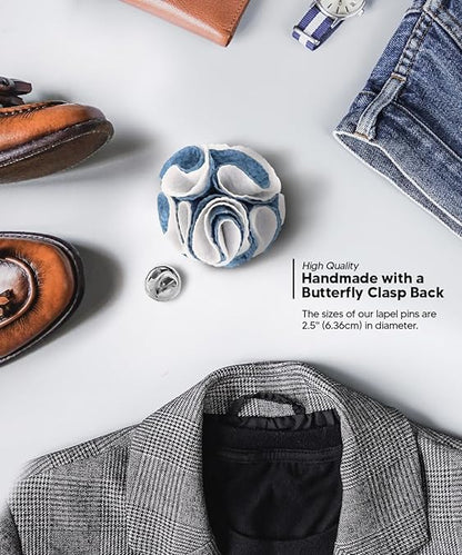 Two - Tone Seersucker Rose Flower Lapel Pin by Vittorio Vico (flower - 1321) for Independent Retail Stores by Dubal Brothers