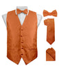 Vittorio Farina Men's Woven Paisley Vest, Necktie, Bow Tie and Pocket Square Set (Black Back) - vest_paisley_BB_burntorange_XS - Classy Cufflinks