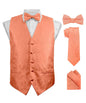Vittorio Farina Men's Woven Paisley Vest, Necktie, Bow Tie and Pocket Square Set (Black Back) - vest_paisley_BB_rosegold_XS - Classy Cufflinks