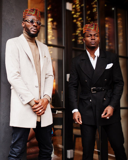 Vittorio Farina Kente Kufi Hat for Men and Women – African Kufi Hat Ideal for Cultural Attire, Outfit & Costume (HAT_Kufi_Kente 1) for Independent Retail Stores by Dubal Brothers