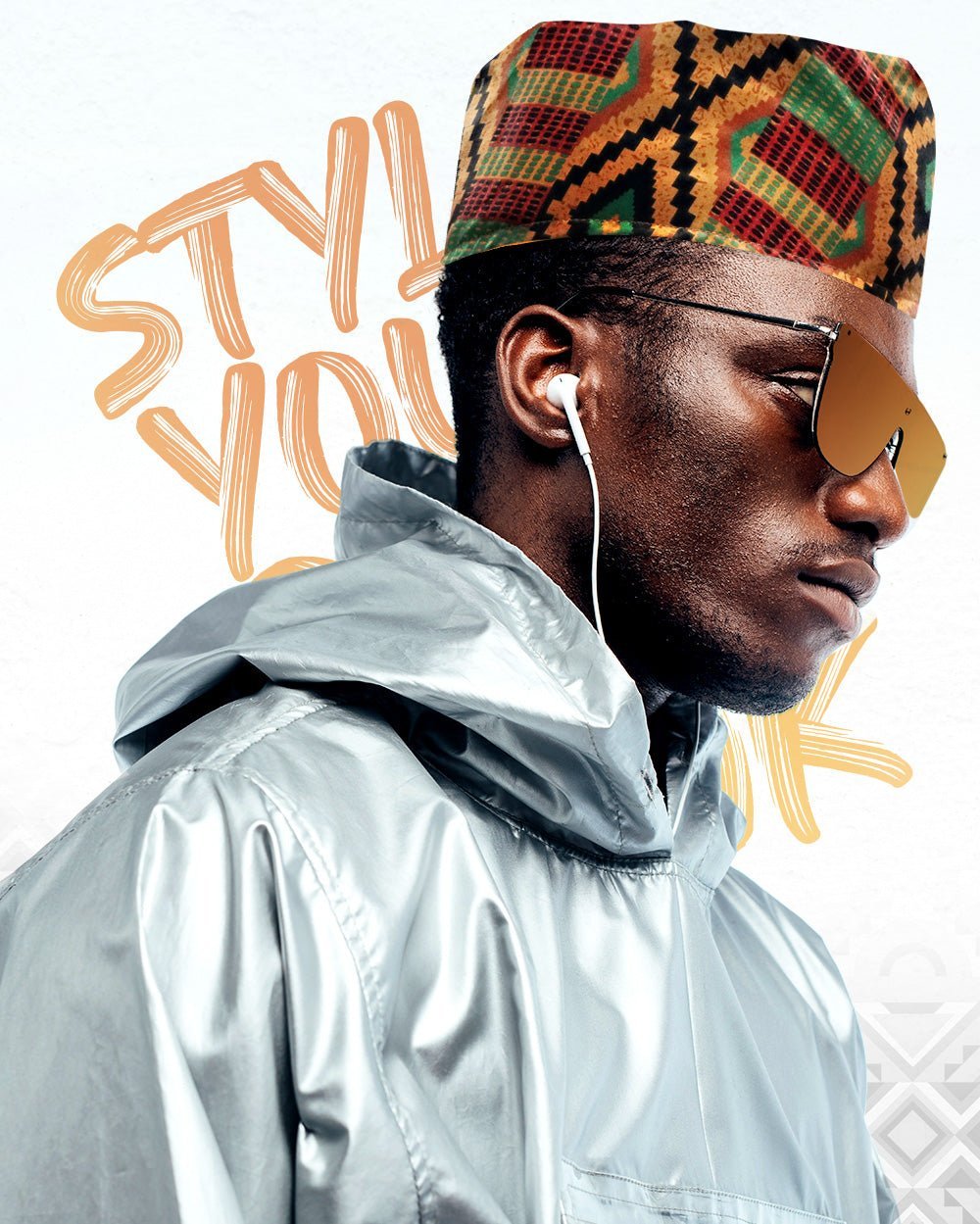 Vittorio Farina Kente Kufi Hat for Men and Women – African Kufi Hat Ideal for Cultural Attire, Outfit & Costume (HAT_Kufi_Kente 2) for Independent Retail Stores by Dubal Brothers