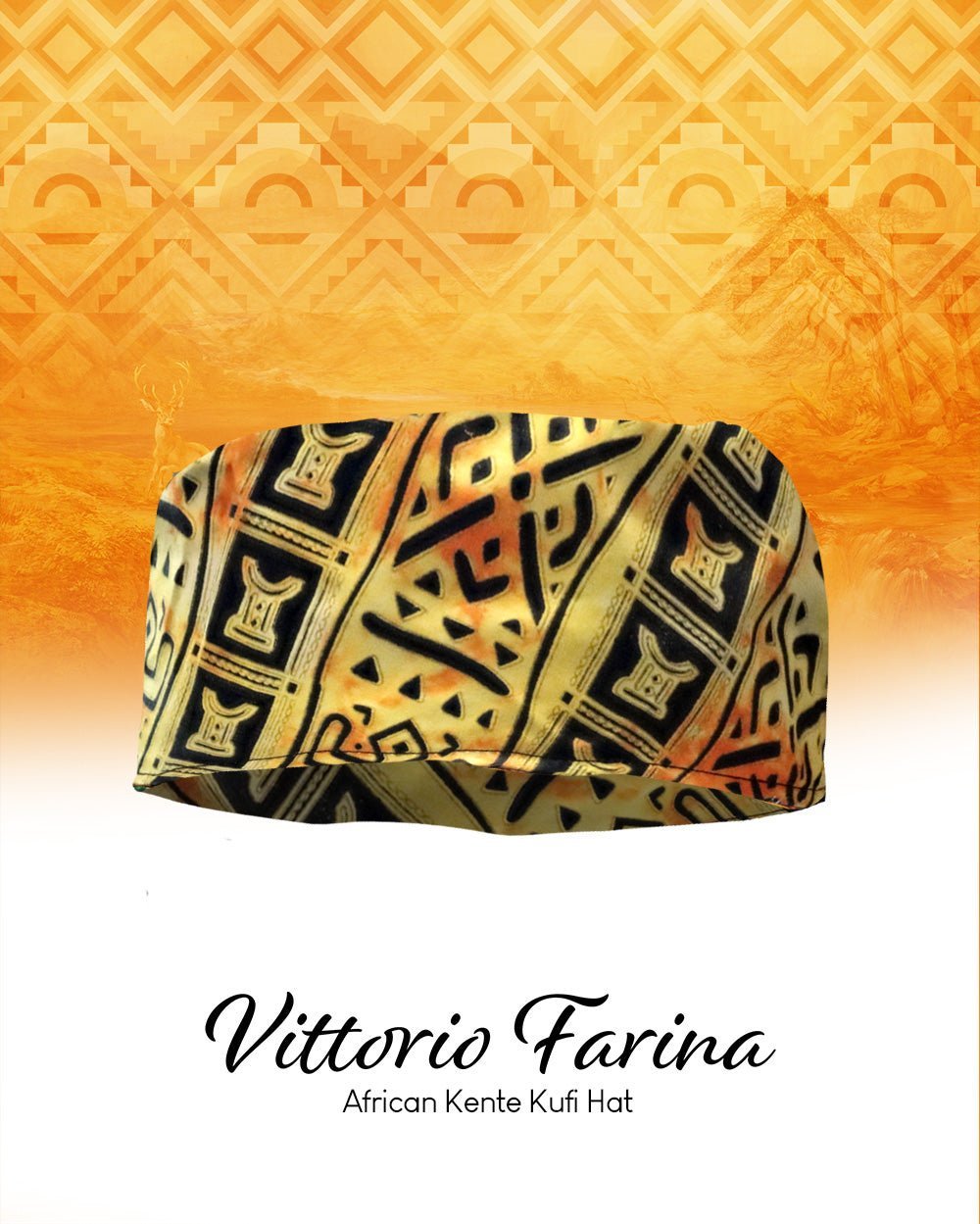 Vittorio Farina Kente Kufi Hat for Men and Women – African Kufi Hat Ideal for Cultural Attire, Outfit & Costume (HAT_Kufi_Kente 4) for Independent Retail Stores by Dubal Brothers