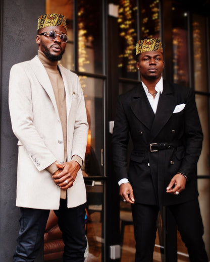 Vittorio Farina Kente Kufi Hat for Men and Women – African Kufi Hat Ideal for Cultural Attire, Outfit & Costume (HAT_Kufi_Kente 4) for Independent Retail Stores by Dubal Brothers