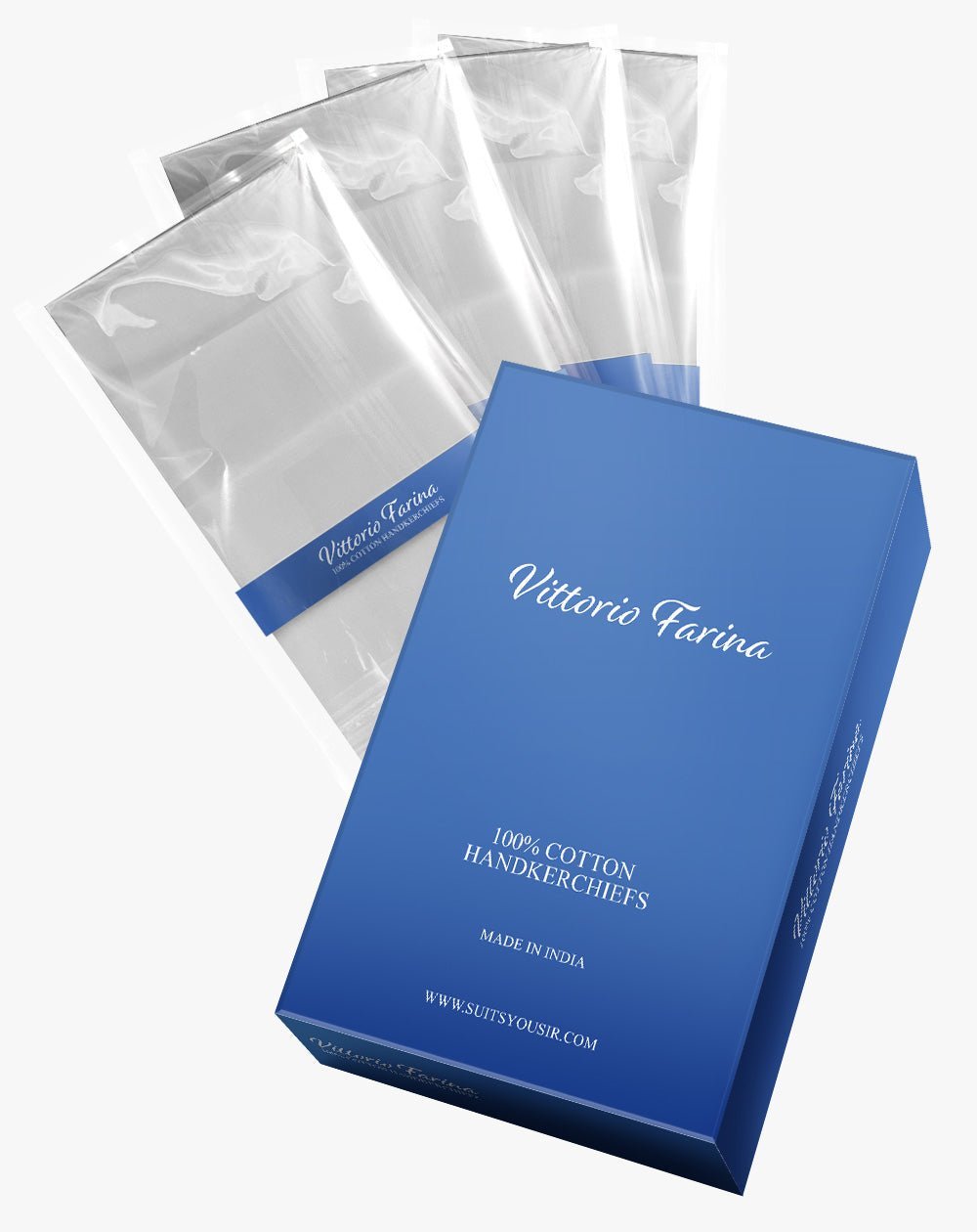 White Cotton Handkerchief Boxed Set by Vittorio Farina (ACC - H - 12) for Independent Retail Stores by Dubal Brothers