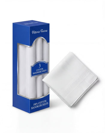 White Cotton Handkerchiefs – Men's Gift Boxed 3/6/12 Pack - 3 - Wholesale Apparel Accessories by Dubal Brothers