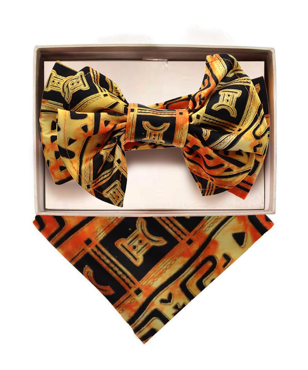 XL Kente Design Bow Tie & Pocket Square in a Box by Vittorio Farina (BH - K - XL_Kente 4) for Independent Retail Stores by Dubal Brothers