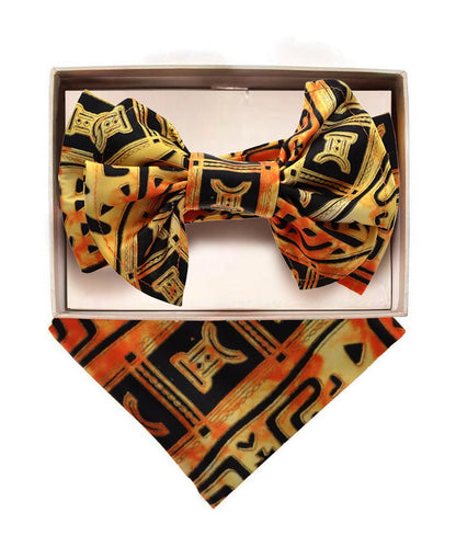 XL Kente Design Bow Tie & Pocket Square in a Box by Vittorio Farina (BH - K - XL_Kente 4) for Independent Retail Stores by Dubal Brothers