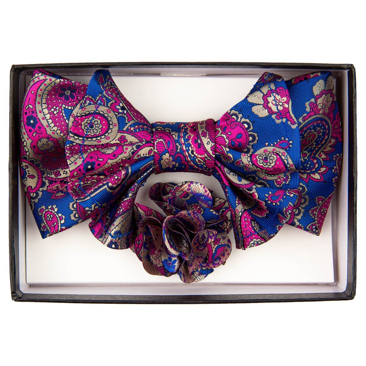Vittorio Farina XL Bow Tie, Pocket Square & Flower Lapel Pin - xl-l-136 - Classy Cufflinks
