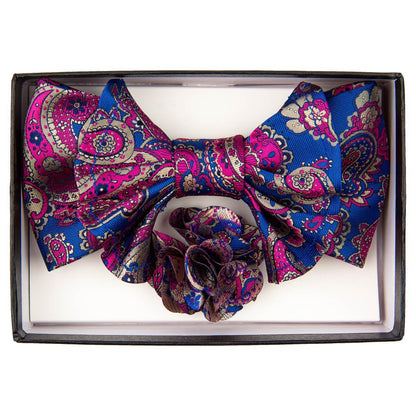 Vittorio Farina XL Bow Tie, Pocket Square & Flower Lapel Pin - xl-l-136 - Classy Cufflinks