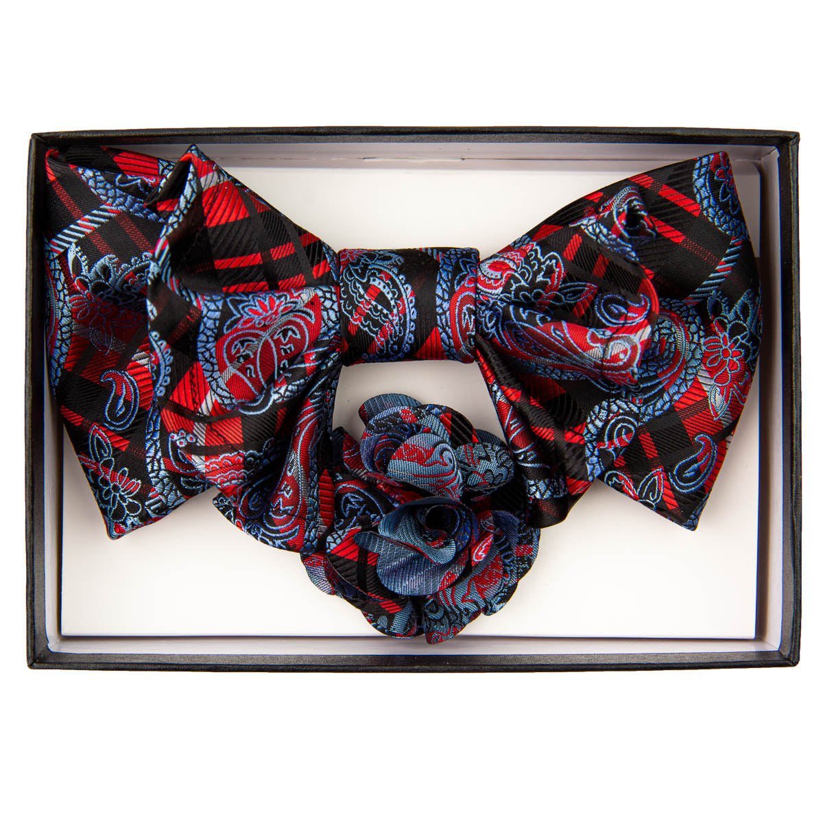 Vittorio Farina XL Bow Tie, Pocket Square & Flower Lapel Pin - xl-l-145 - Classy Cufflinks