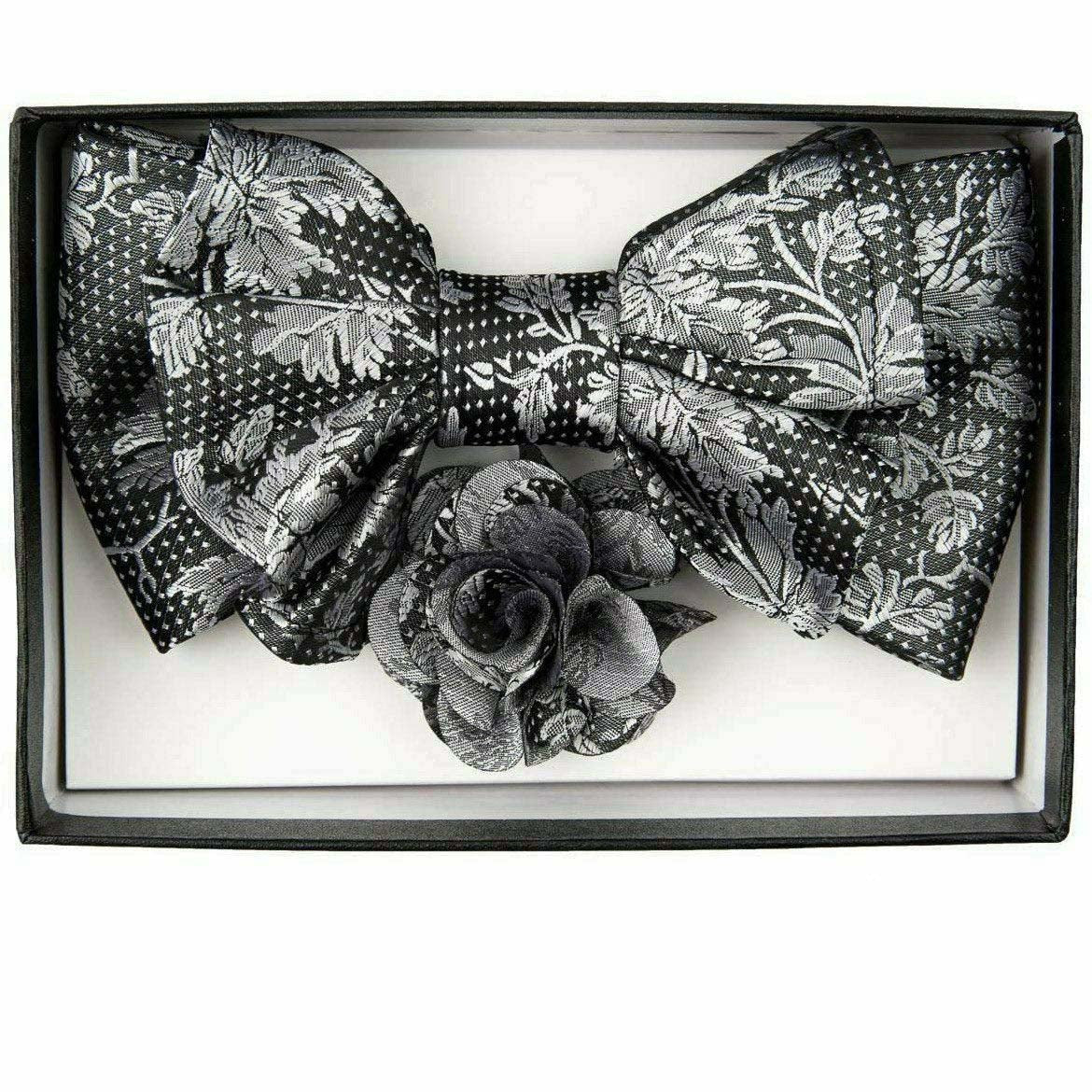 Vittorio Farina XL Bow Tie, Pocket Square & Flower Lapel Pin - xl-l-150 - Classy Cufflinks