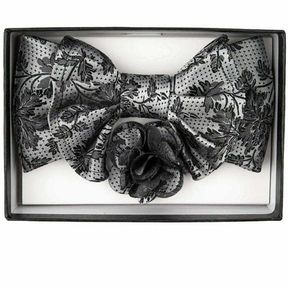 Vittorio Farina XL Bow Tie, Pocket Square & Flower Lapel Pin - xl-l-153 - Classy Cufflinks