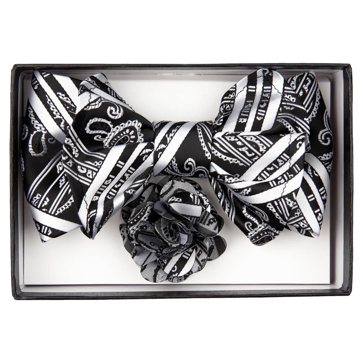 Vittorio Farina XL Bow Tie, Pocket Square & Flower Lapel Pin - xl-l-155 - Classy Cufflinks