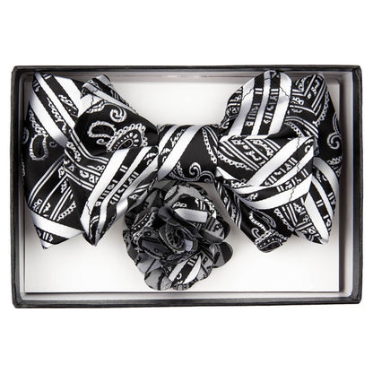 Vittorio Farina XL Bow Tie, Pocket Square & Flower Lapel Pin - xl-l-155 - Classy Cufflinks