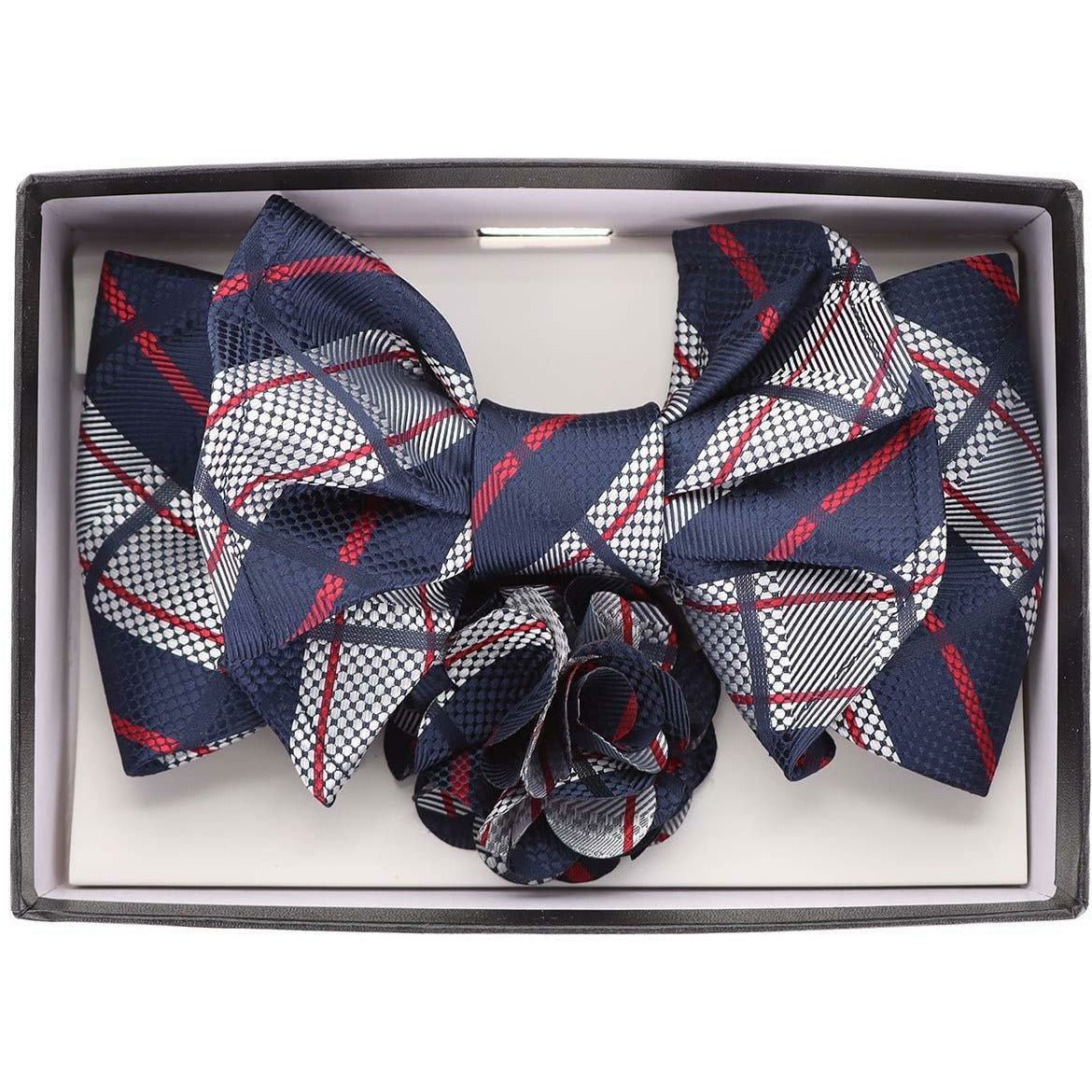 Vittorio Farina XL Bow Tie, Pocket Square & Flower Lapel Pin - xl-l-155 - Classy Cufflinks