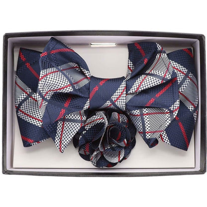 Vittorio Farina XL Bow Tie, Pocket Square & Flower Lapel Pin - xl-l-155 - Classy Cufflinks