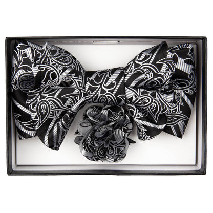 Vittorio Farina XL Bow Tie, Pocket Square & Flower Lapel Pin - xl-l-156 - Classy Cufflinks
