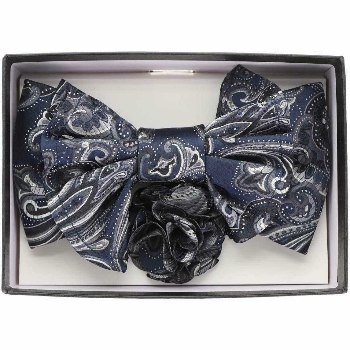 Vittorio Farina XL Bow Tie, Pocket Square & Flower Lapel Pin - xl-l-2122 - Classy Cufflinks