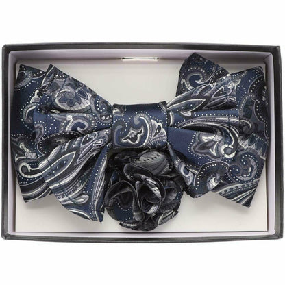 Vittorio Farina XL Bow Tie, Pocket Square & Flower Lapel Pin - xl-l-2122 - Classy Cufflinks