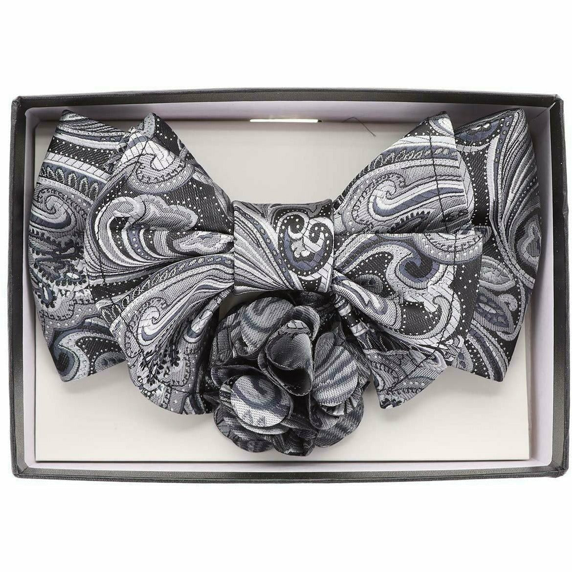Vittorio Farina XL Bow Tie, Pocket Square & Flower Lapel Pin - xl-l-2123 - Classy Cufflinks
